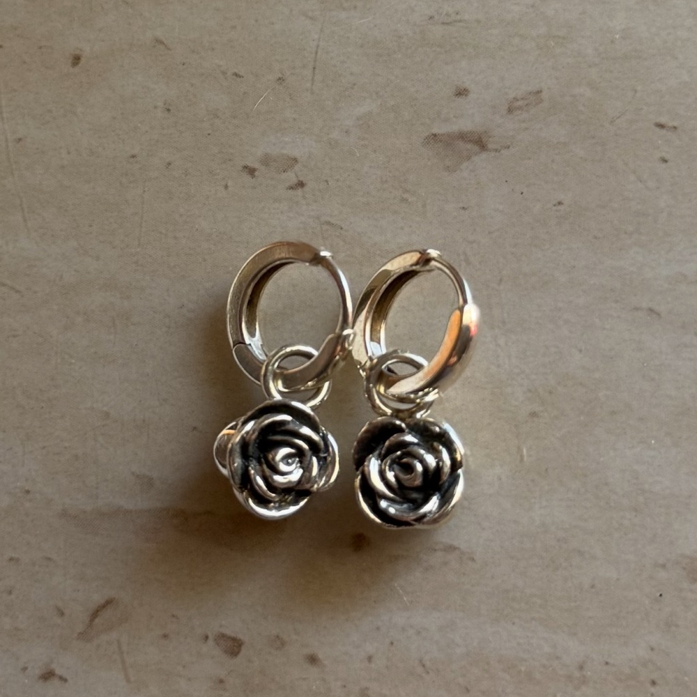 King Baby Studio rose motif drop hoops